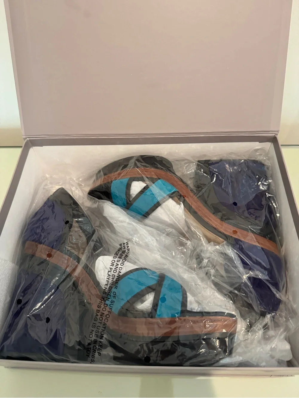 Botkier Teal and Purple Suede Platform Wedge Sandals
